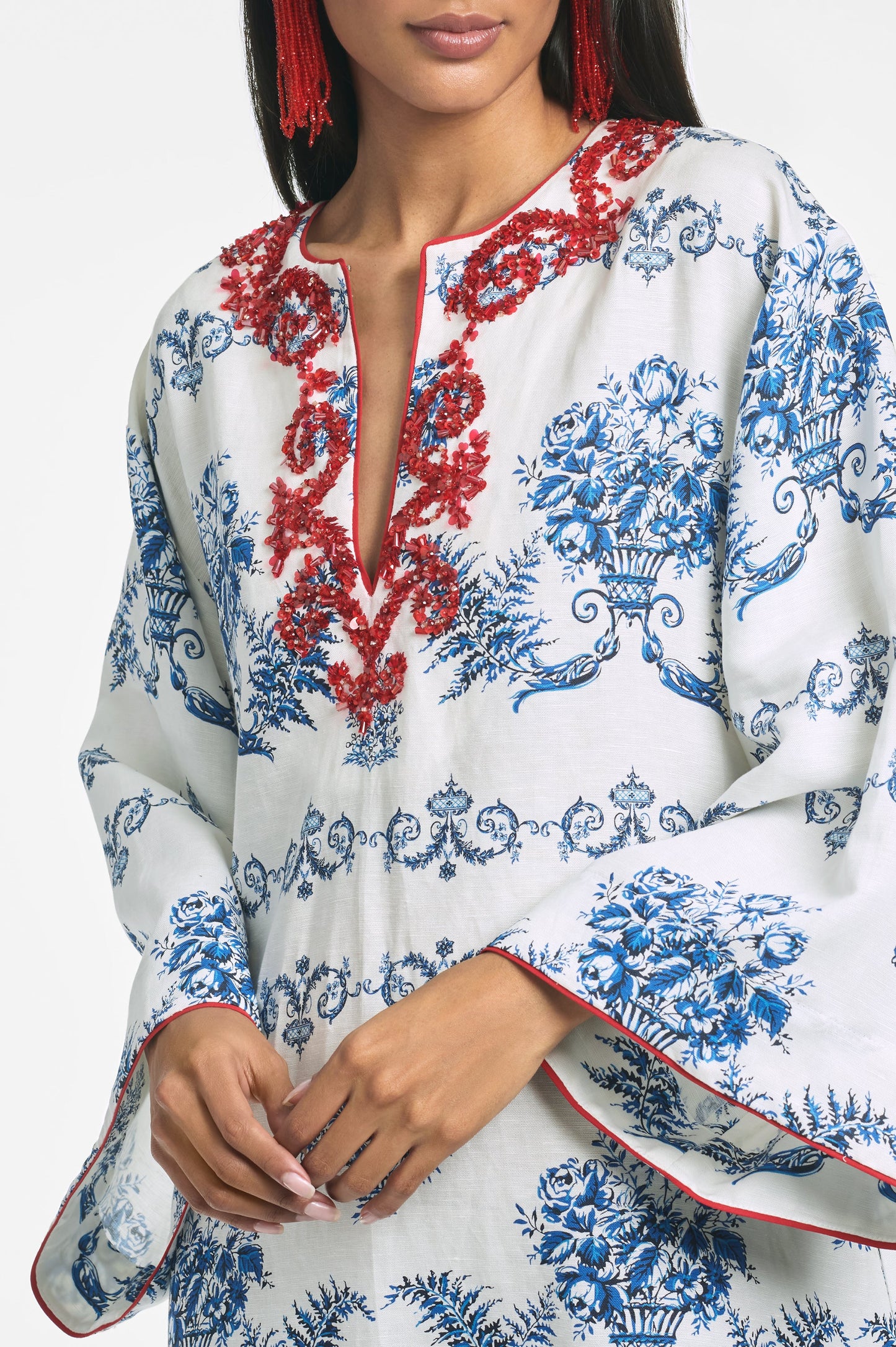 Alyssa Caftan - Indigo/Ivory Garland - Final Sale