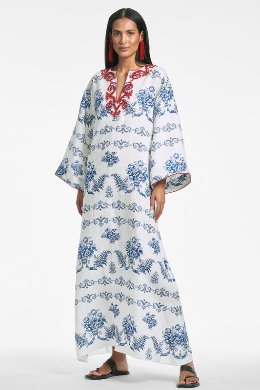 Alyssa Caftan - Indigo/Ivory Garland - Final Sale