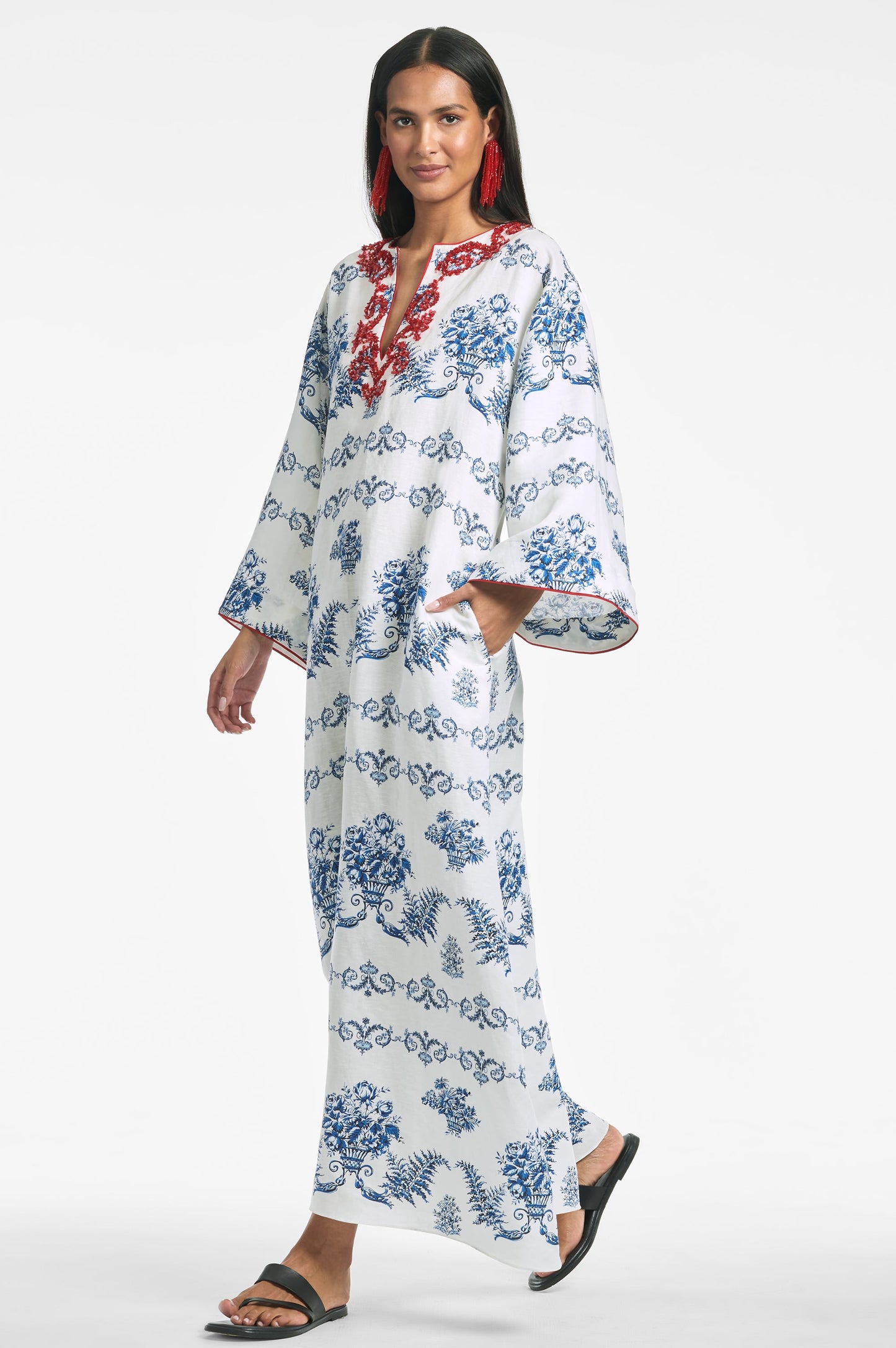 Alyssa Caftan - Indigo/Ivory Garland - Final Sale