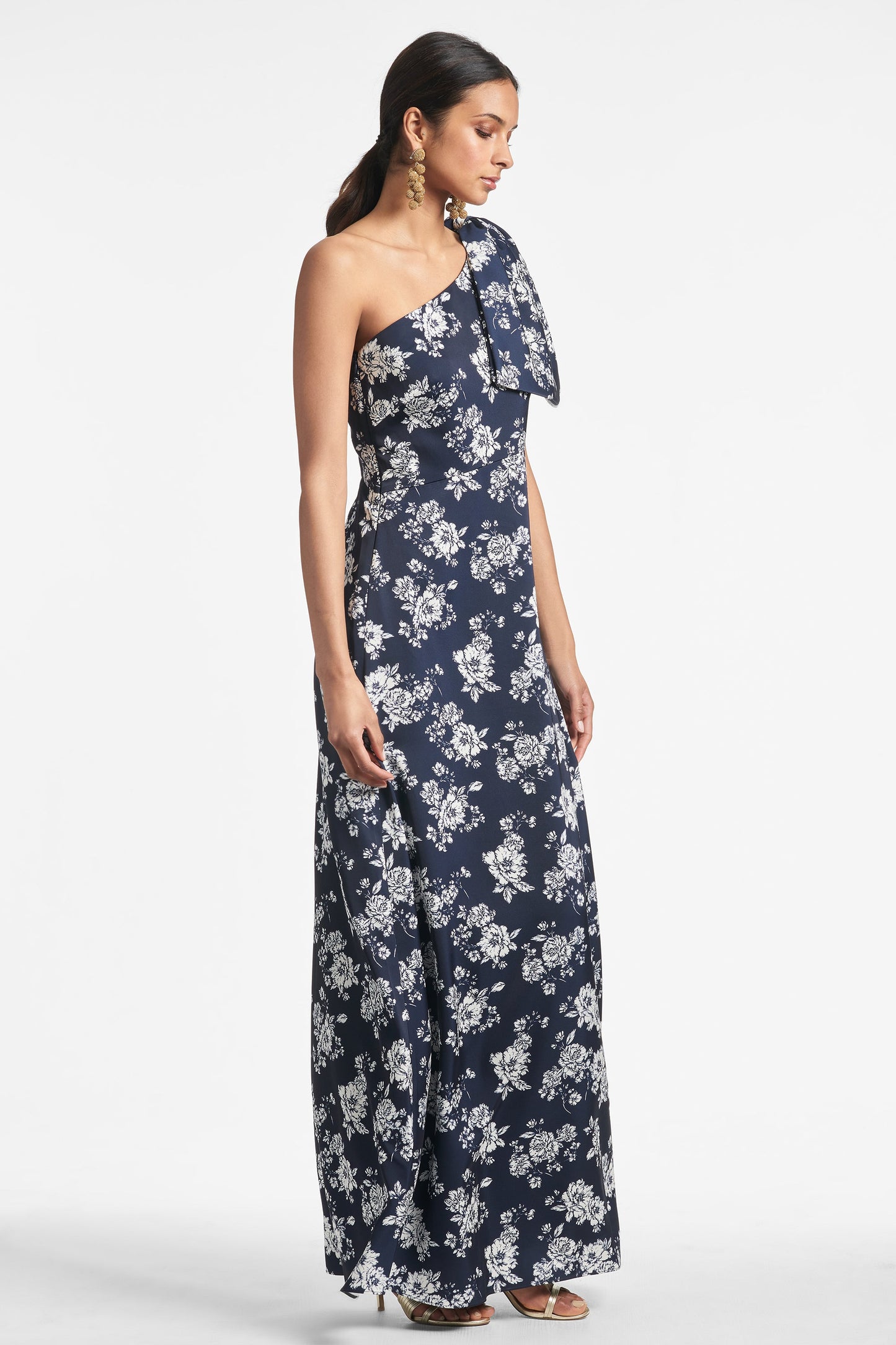 Chelsea Gown - Navy & Ivory Peony - Final Sale