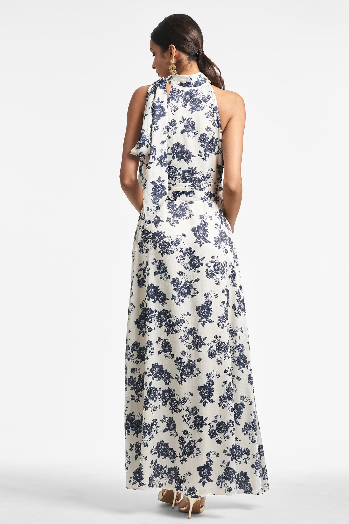 Kayla Gown - Ivory & Navy Peony - Final Sale