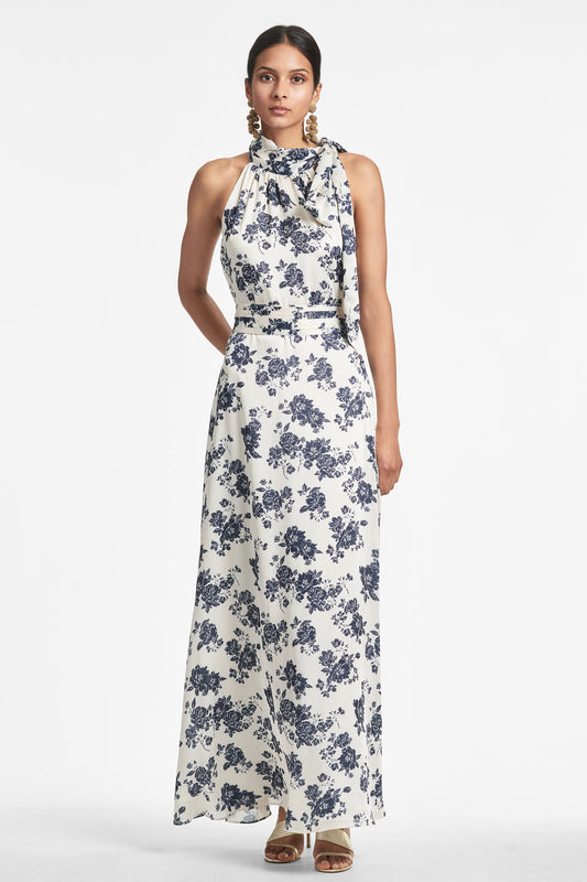 Kayla Gown - Ivory & Navy Peony - Final Sale