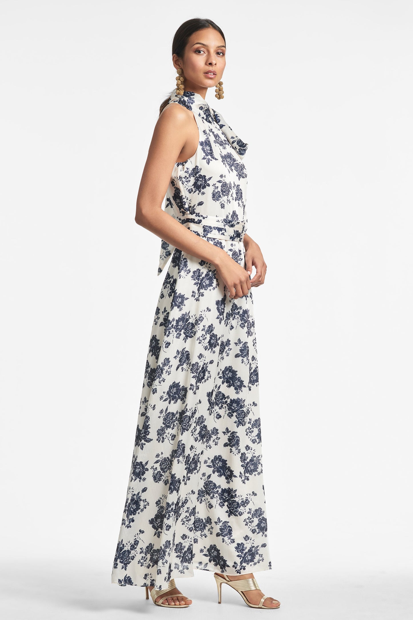 Kayla Gown - Ivory & Navy Peony - Final Sale