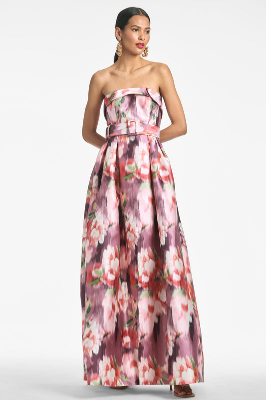 Brielle Gown - Mauve Ikat Floral - Final Sale