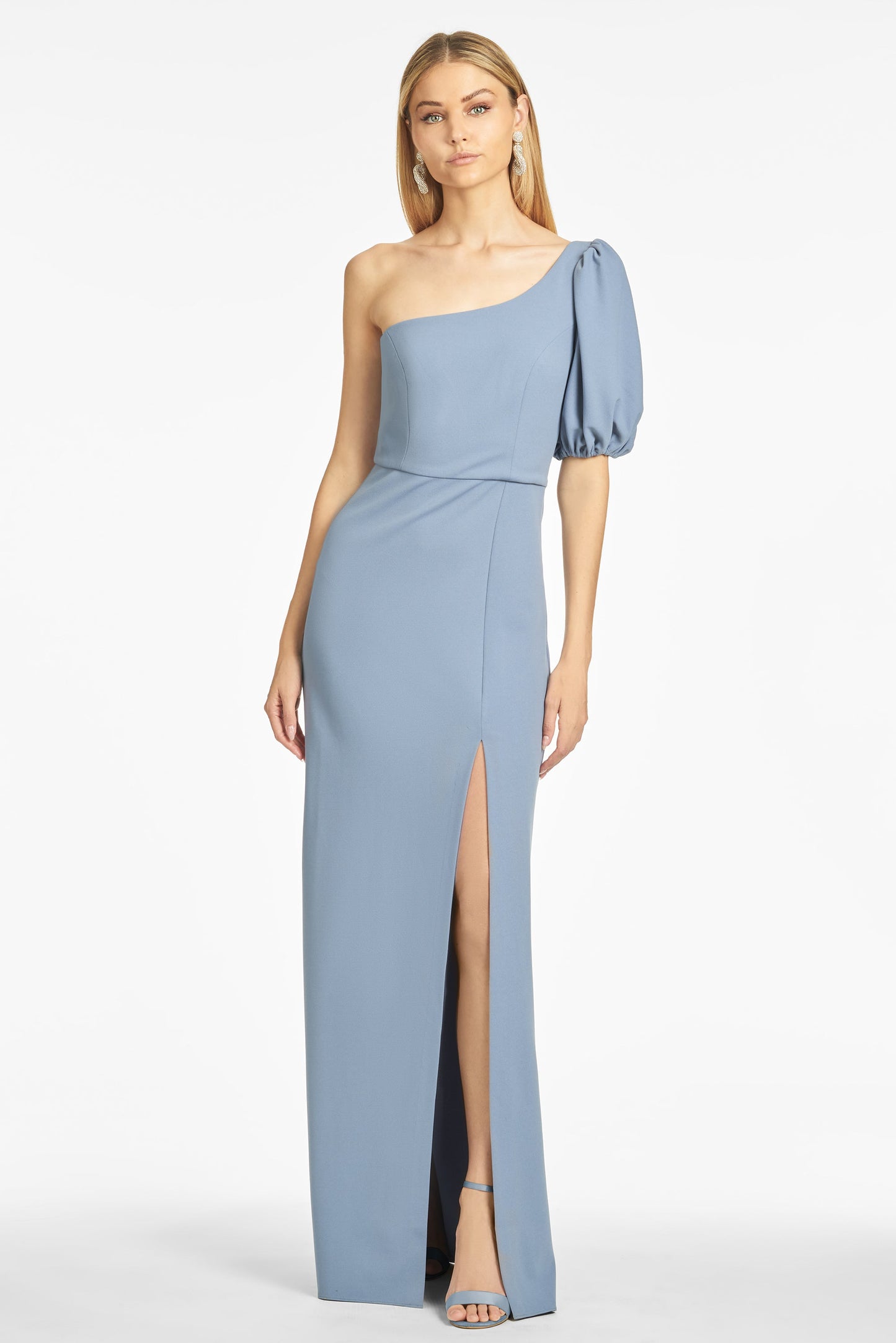 Nadia 4-Way Stretch Crepe Gown  - Slate Blue - Final Sale