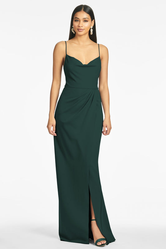 Paulina 4-Way Stretch Crepe Gown - Emerald - Final Sale